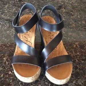 Blowfish Malibu Hapuku Wedge Sandal Black Size 6.5